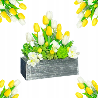 Kvetinová ozdoba - Výzdoba cintorína z tulipánov, veľkonočná výzdoba na hrob